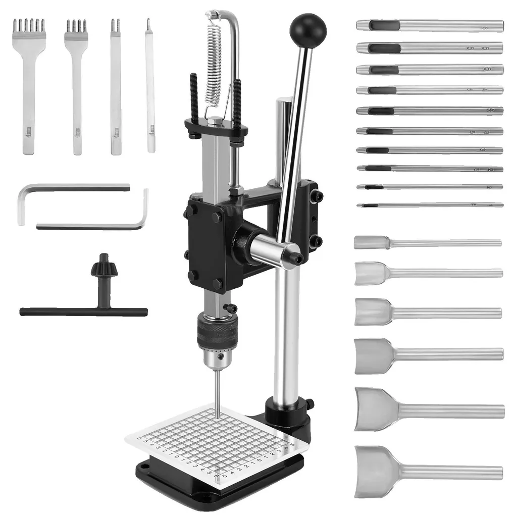 Perforateur à cuir vertical argenté pour perçage sans effort réglable