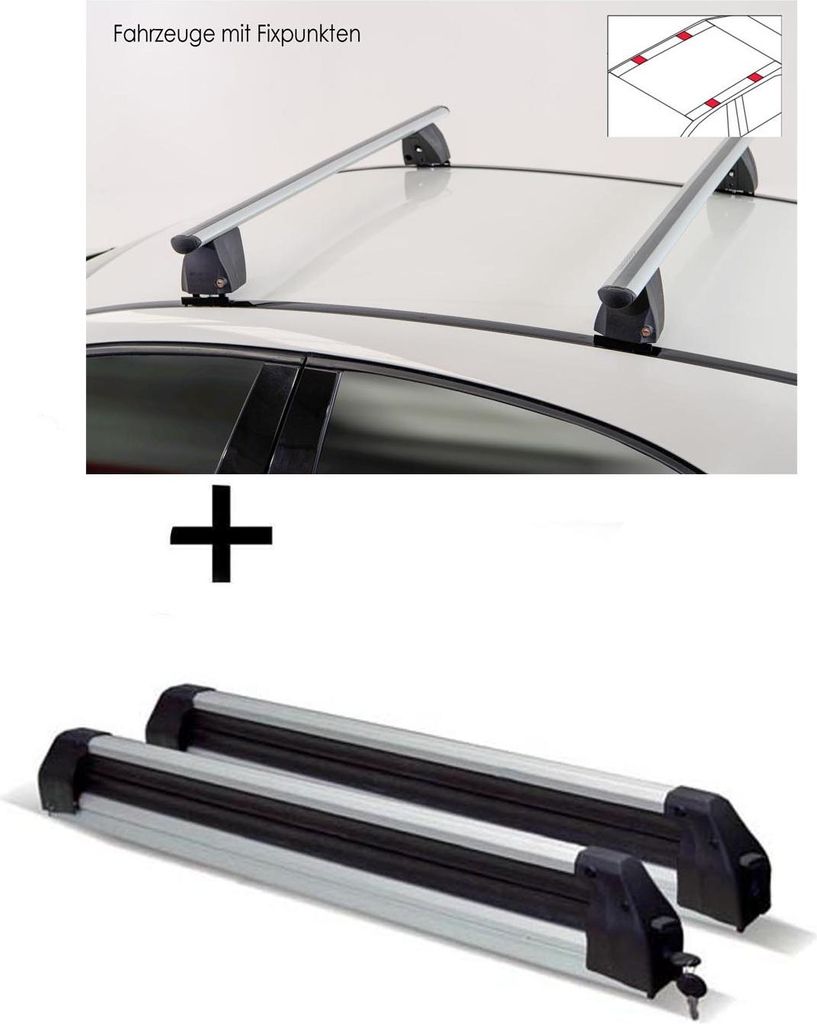 Skiträger ausziehbar + Dachträger VDP Delta kompatibel mit Bmw Serie 5 (G30) (4 Türer) ab 2017