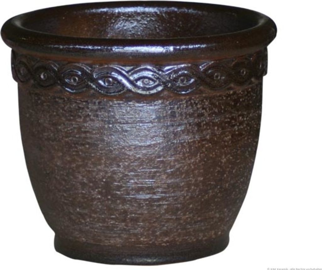 KERAZO XXL Blumentopf Pflanzkübel Kleopatra 60x50cm Keramik frostfest, standfest, Farbe: braun