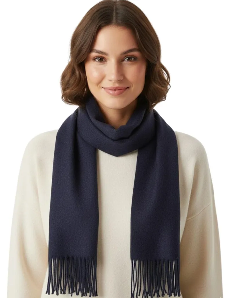 Écharpe Chaude Cachemire Bleu Marine Femme Idéale pour l'Hiver Chic