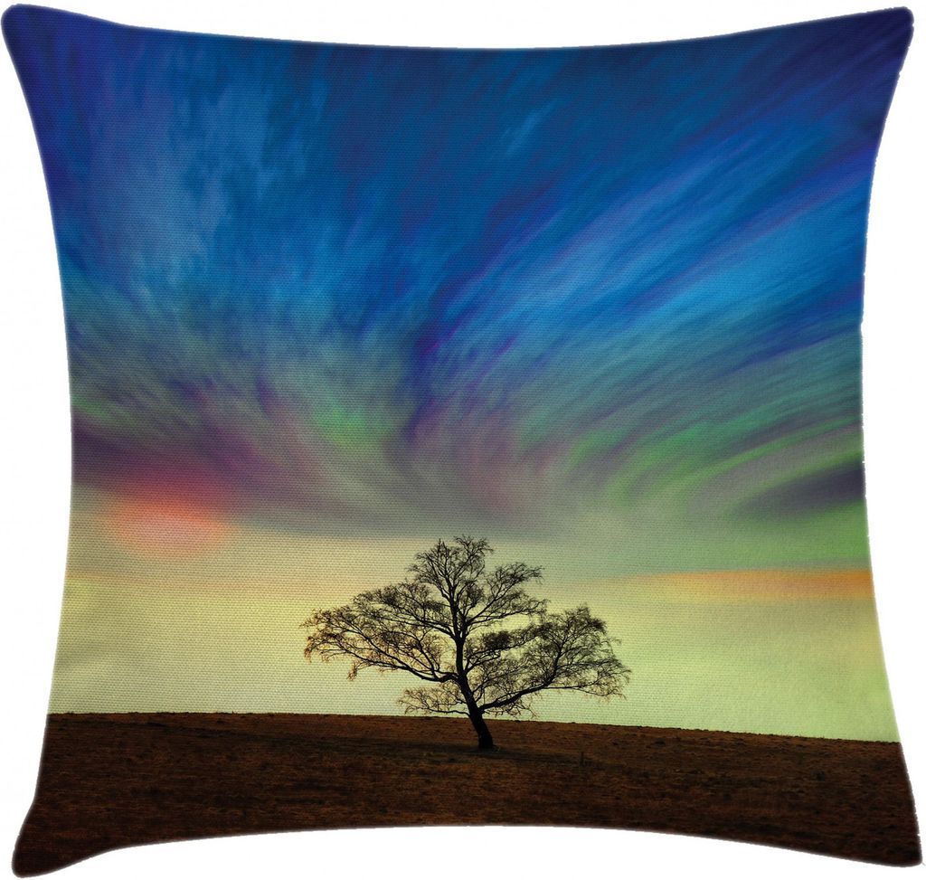 ABAKUHAUS Baum Kissenbezug, Surreales Himmel-Feld Ombre, Waschbar mit Reißverschluss Kissenhülle mit Farbfesten Klaren Farben Beidseitiger Druck,...