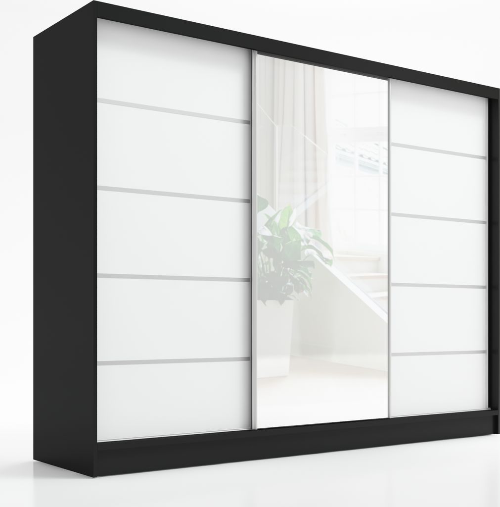 Schwebetürenschrank, 3-türig Schrank 200 cm mit Spiegel Produktbild 2