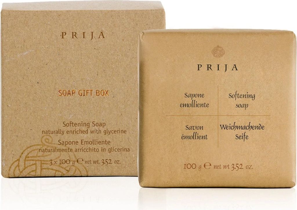 Prija Geschenkset mit 3 Erweichungsseifen (je 100 g) - Natürliche Seifen mit Glycerin für sanfte Reinigung und nährende Hydratation - umweltfreu...