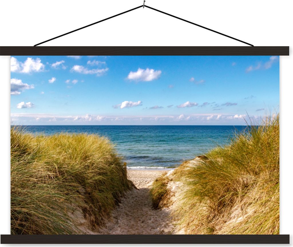 MuchoWow Textilposter Strand - Wolken - Deutschland 60x40 cm mit schwarzem Rahmen - Hölzernes