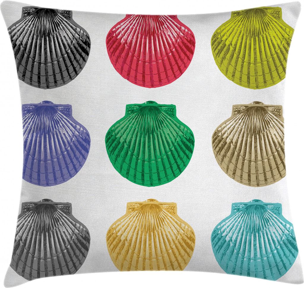 ABAKUHAUS Bunt Kissenbezug, Muscheln Sammlung, Waschbar mit Reißverschluss Kissenhülle mit Farbfesten Klaren Farben Beidseitiger Druck, 40 x 40 c...