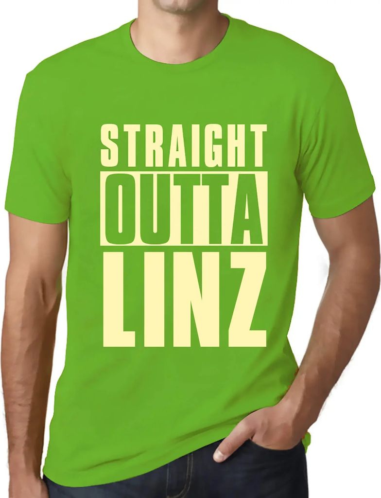 Herren Grafik T-Shirt Direkt aus Linz – Straight Outta Linz – Öko-Verantwortlich Vintage Jahrgang Kurzarm Lustige Druck Geburtstag Geschenk Mann