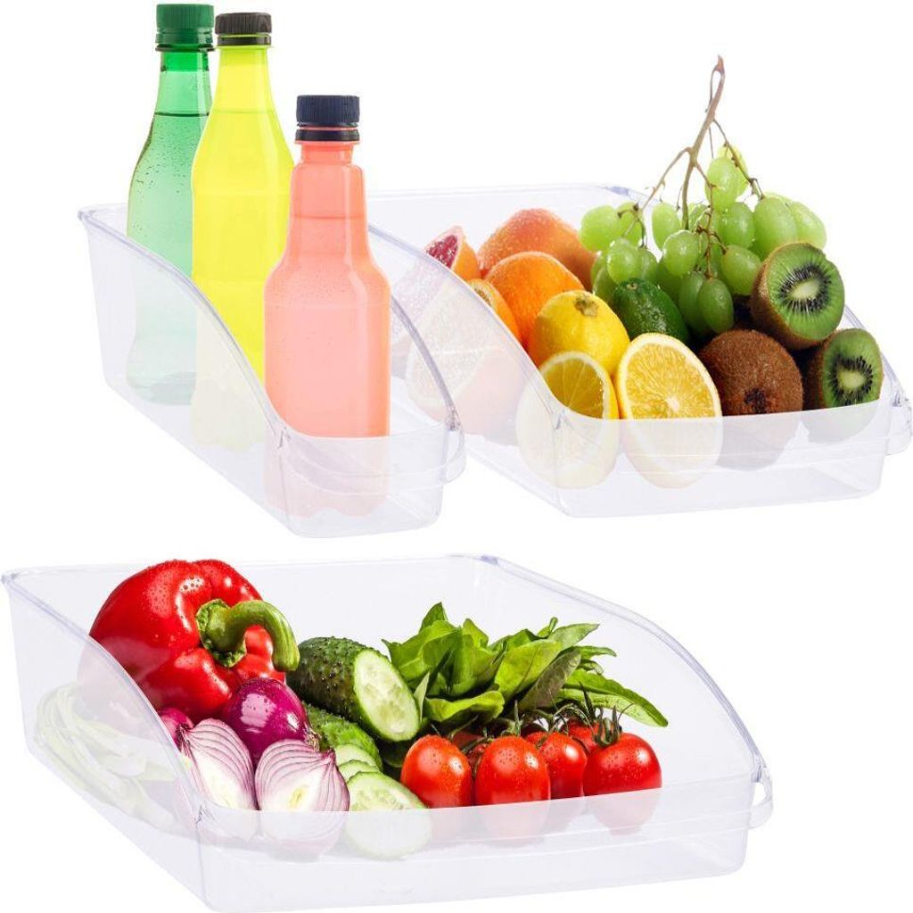 Two clear plastic storage containers filled with food items, placed on a white background.