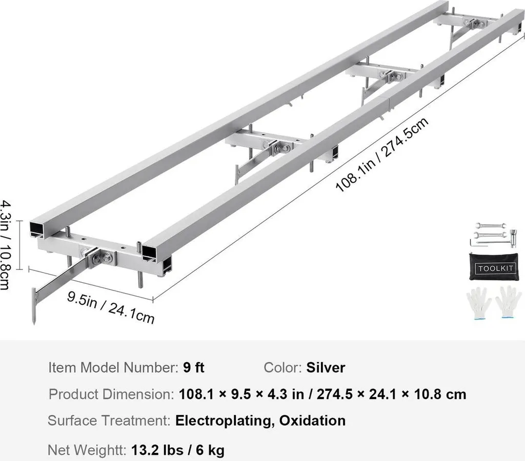 Guide de sciage ferroviaire 2,7m pour scierie mobile et tronçonneuse