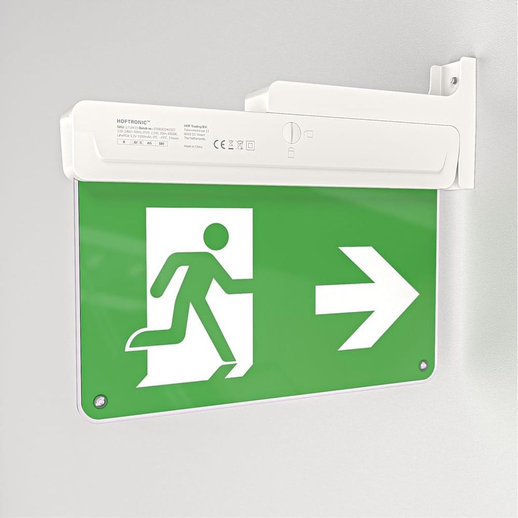 hoftronic Notbeleuchtung 1,3W 6000K IP20 Weiß mit Batterie