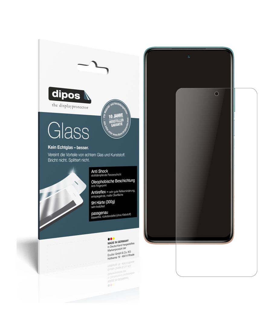 2x Schutzfolie für Xiaomi Mi 10i 5G matt - Anti-Shock 9H Folie dipos Glass Kunststoffglas