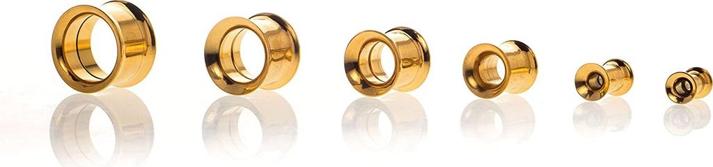 Ohr Flesh double flared Tunnel Piercing Uni Stahl Gold PVD 316 L Screw 1371GD - 5mm