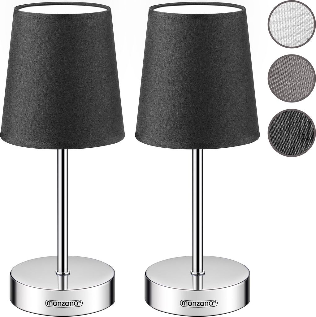 Monzana Set de 2 Lampe de table Taupe avec abat-jour lampe Image du produit 