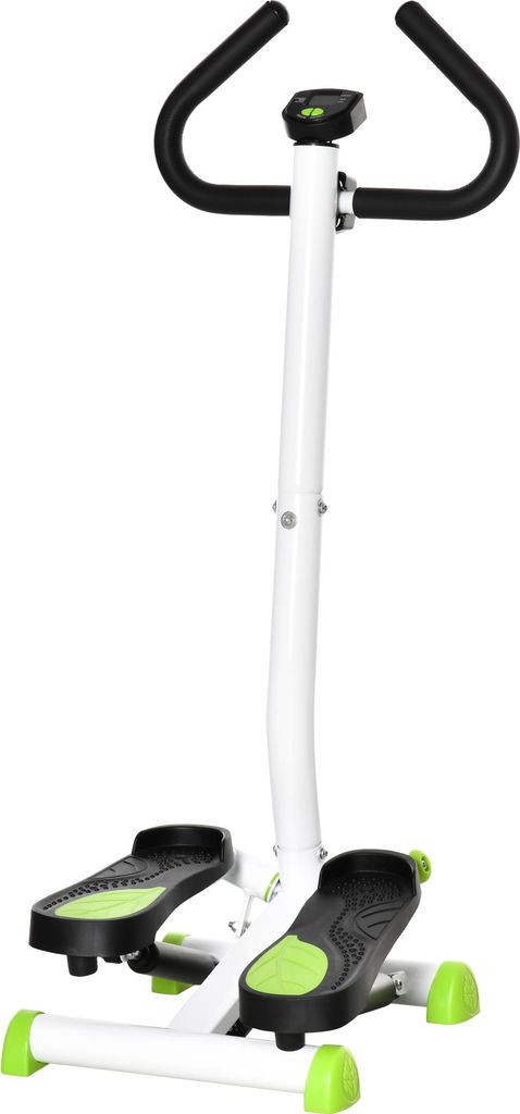 Fortuna Lai Stepper Fitness Swing Stepper mit LCD Bildschirm & Handgriff, Hometrainer für Zuhause bis 100 kg, Stahl ABS, grün, 55 x 44 x 108 cm