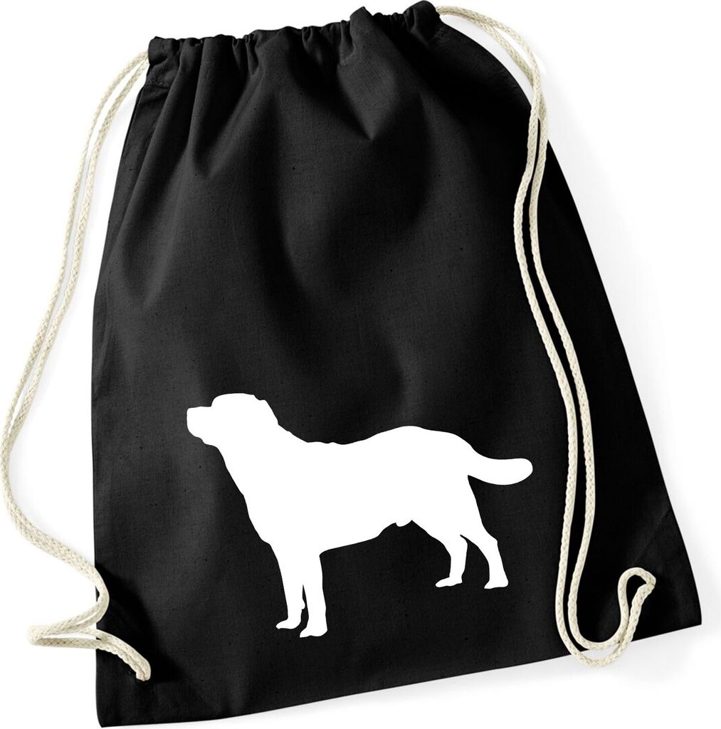 Huuraa Turnbeutel Labrador Retriever Silhouette 12 Liter Black Baumwolle Rucksack Geschenkidee