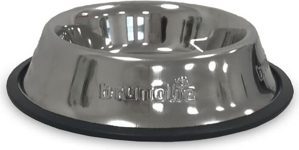 Brunolie Hundenapf Trinkschale Napf Fressnapf Wassernapf Futternapf ,250 ml ,Gummierung ,rutschfest ,mit Griffen ,rund ,Edelstahl ,silber