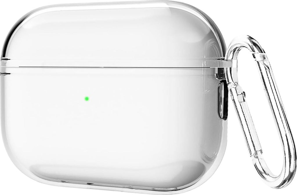 Cazy Silikonhülle für Apple AirPods Pro 1 / AirPods Pro 2, inklusive Karabinerhaken, Schützt vor Kratzern und Stößen, Transparent