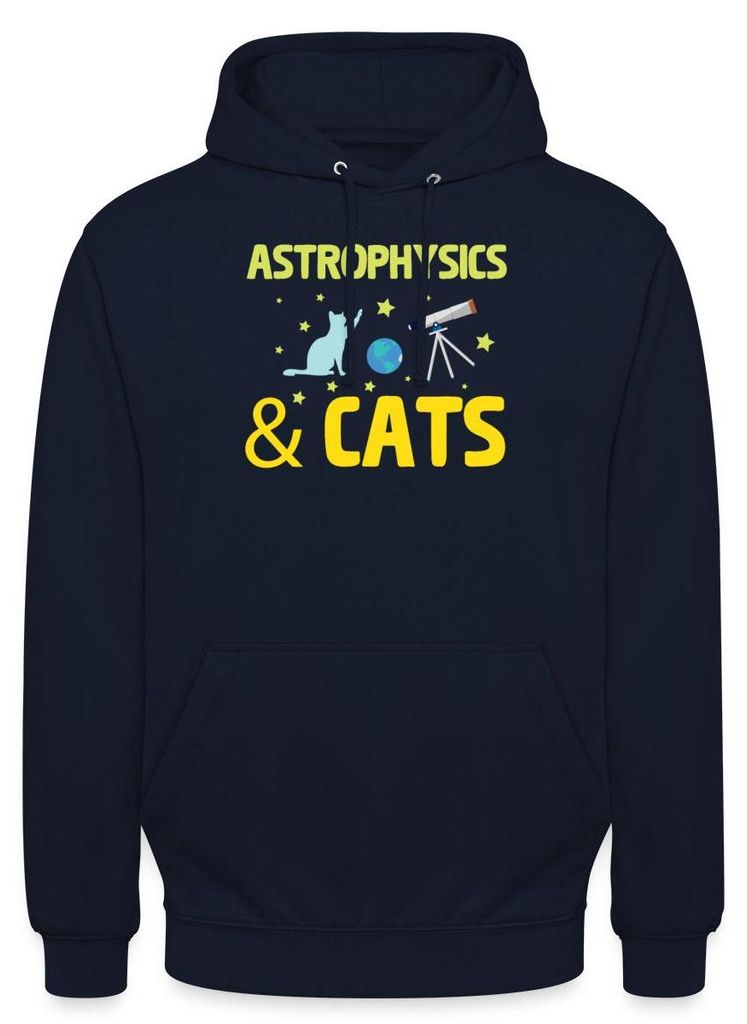 Spreadshirt Astrophysics & Cats | Katze Und Weltraum Uni Hoodie, S, Navy