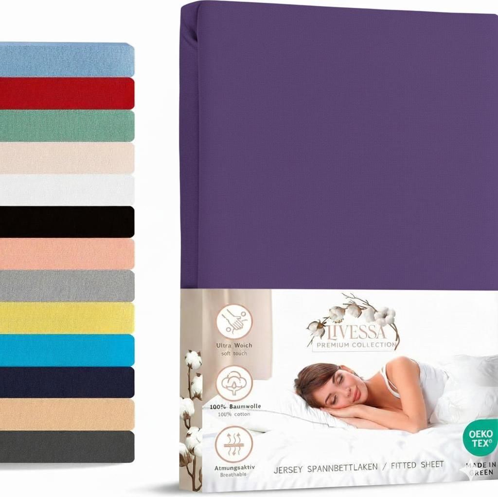 Jersey Spannbettlaken 180x200 cm 100% Baumwolle Violett