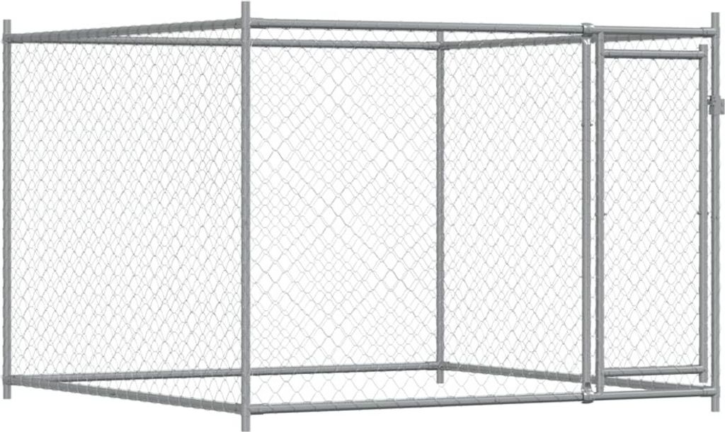 Hundezwinger mit Tür Grau 2x2x1,5 m Verzinkter Stahl