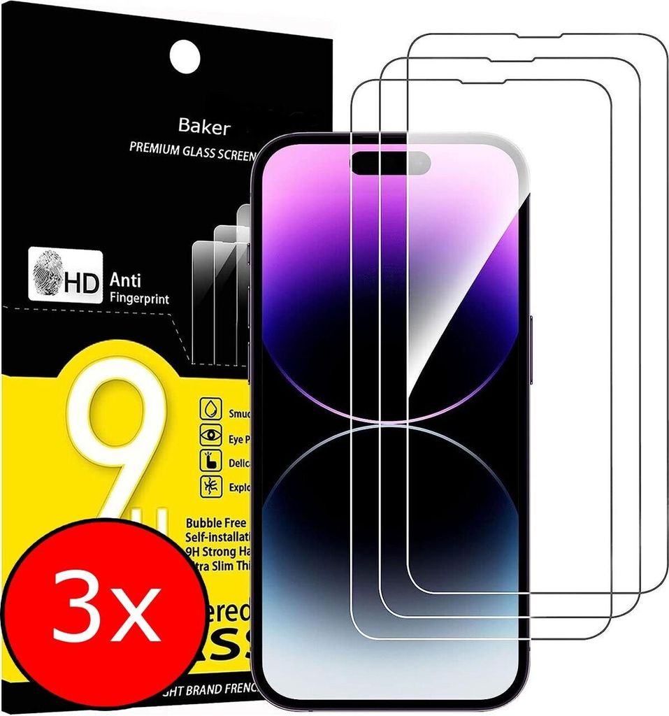 3 Stück Panzerglas für iPhone 16 Pro  Schutzglas Produktbild 