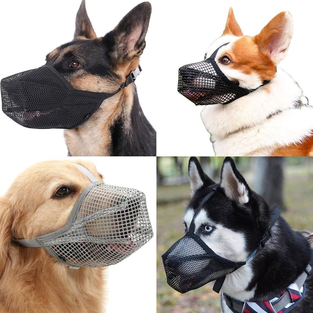 Atmungsaktive Verstellbare Maulkorb für Mittelgroße Hunde - Verhindert Fressen und Beißen - Größe M