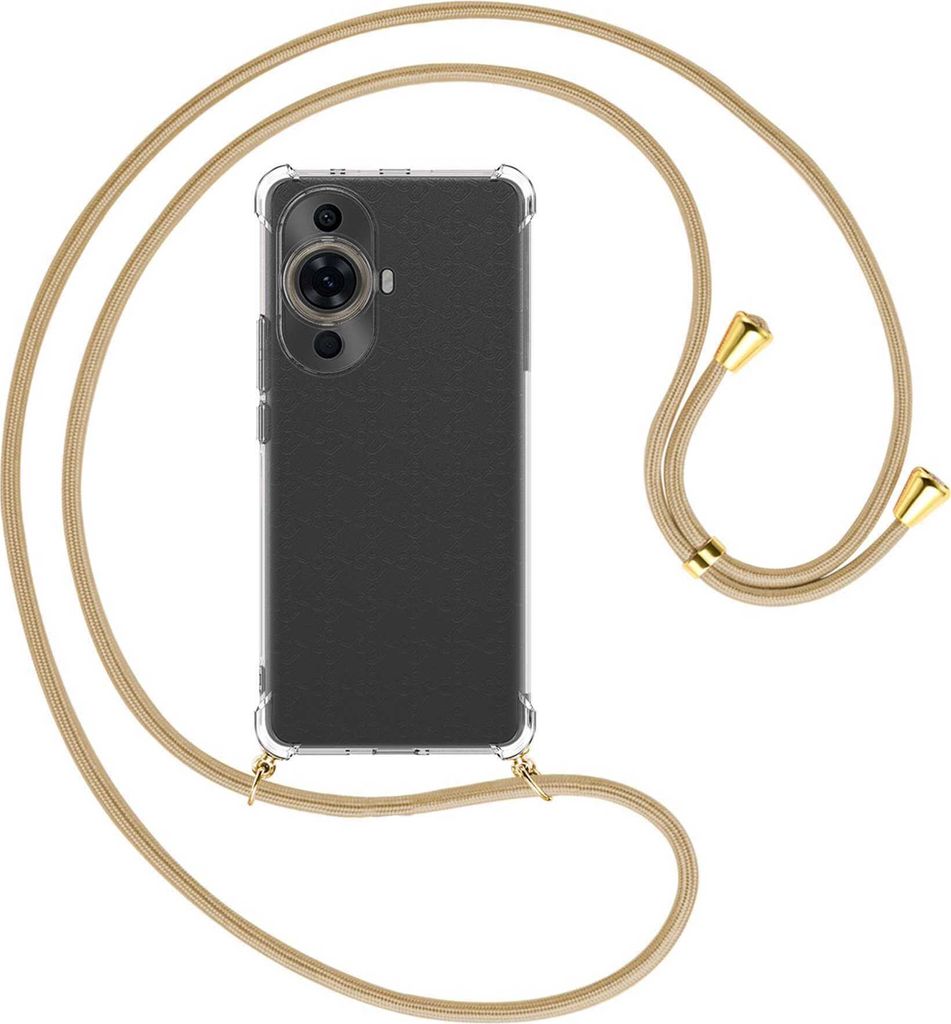 Handykette Backcover-Schutzhülle mit Band (Metall goldfarben) für Huawei nova 11 Pro (GOA-AL80,LX9) - caramel