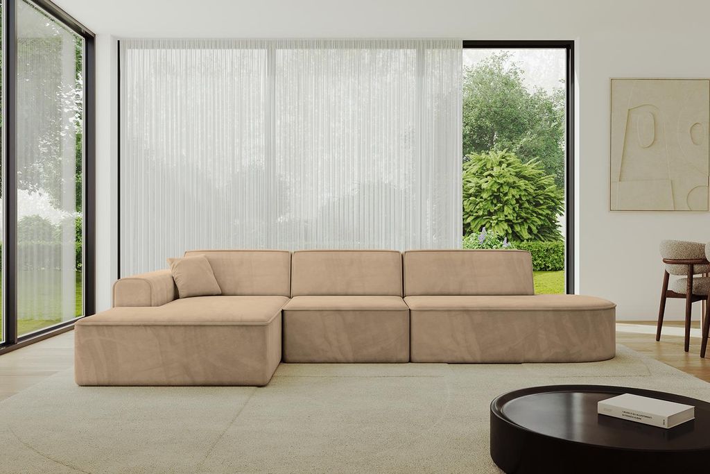 ALTDECOR Ecksofa in L-Form IREA-L2-v3 327x165x77 cm Beige Corner Sofa Eckcouch Couch Wohnlandschaft Cauchsofa