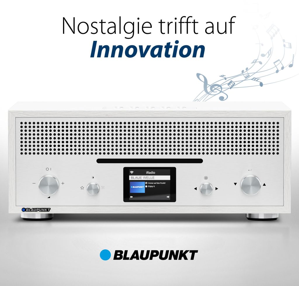 Blaupunkt Nostalgieradio Milano in Weiß, Bluetooth, CD, Produktbild 