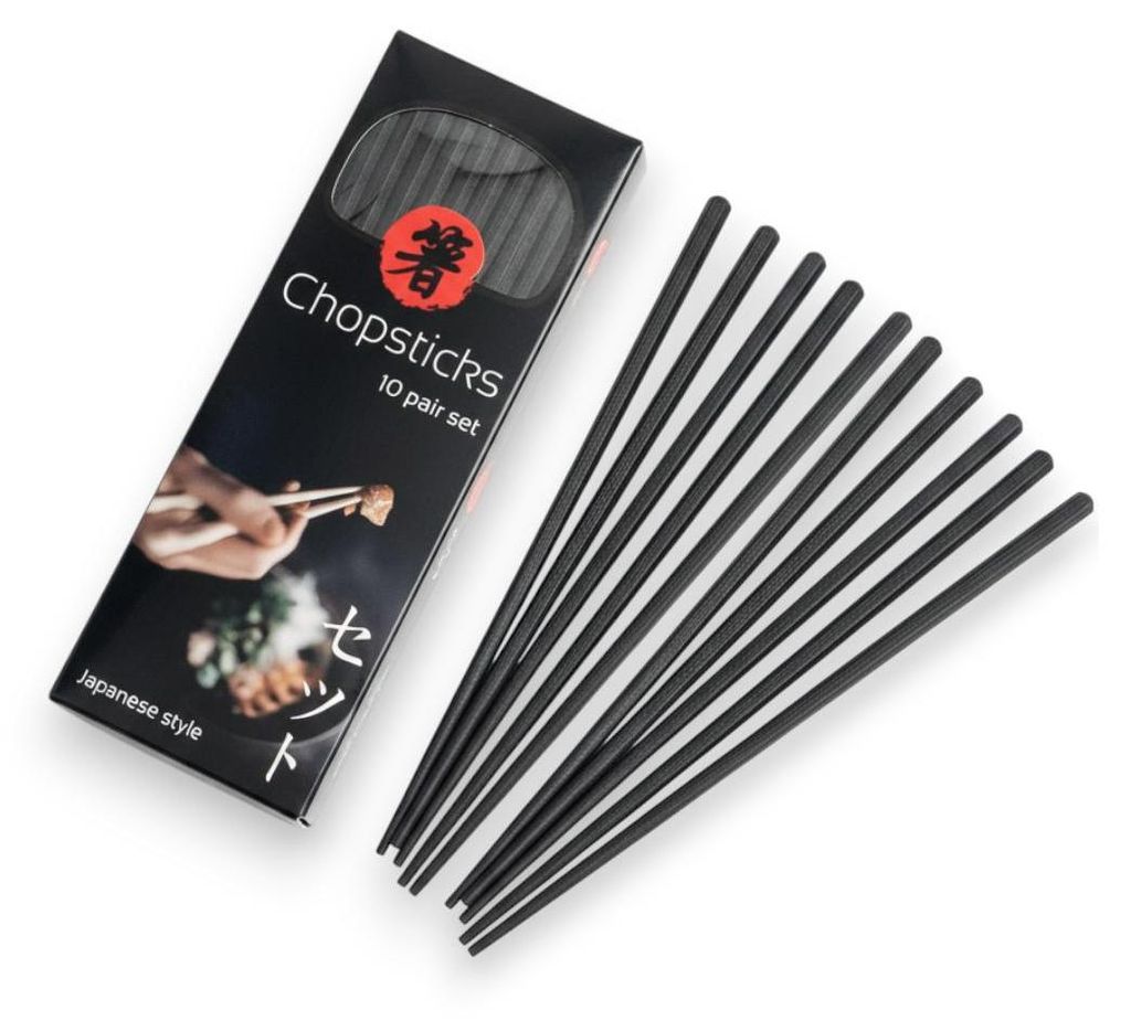 Essstäbchen aus Fiberglas – 10 Paar | schwarz, edel - Produktbild 