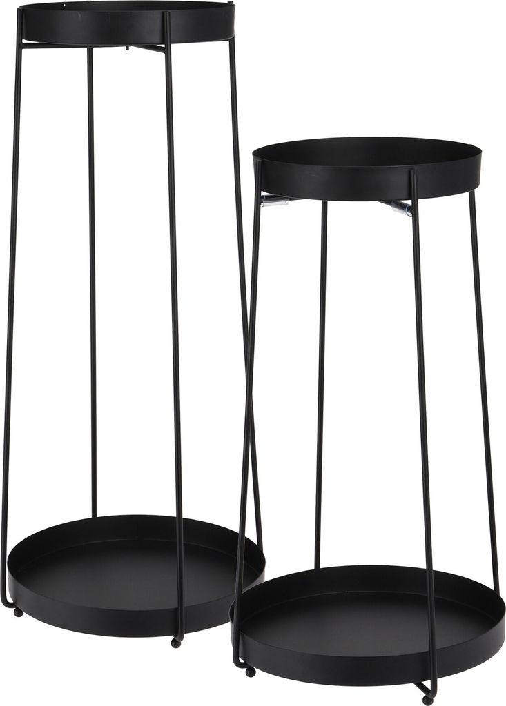 Blumentopf Ständer aus Metall in schwarz 2er Set - H 58 / Produktbild 