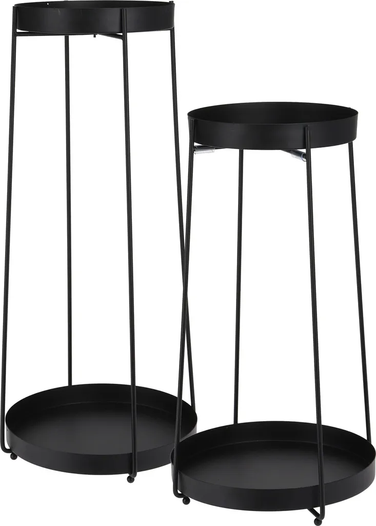 Table de fleurs pour salon et balcon, escalier plantes métal noir x2