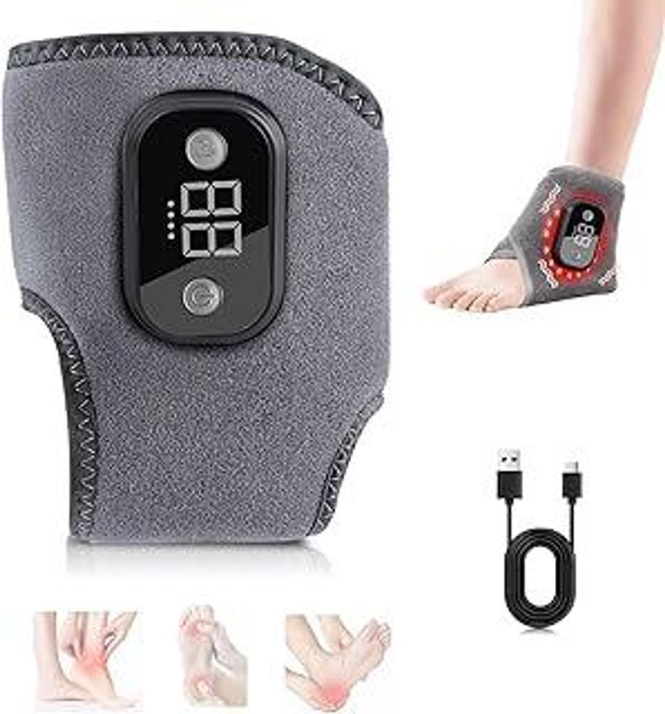 Rankaa 1 Stück Fußmassagegerät, 3-in-1 Fussmassagegerät, Portable Cordless Ankle Massagers With 3 Heat Settings 3 Vibration Modes für Knöchel...