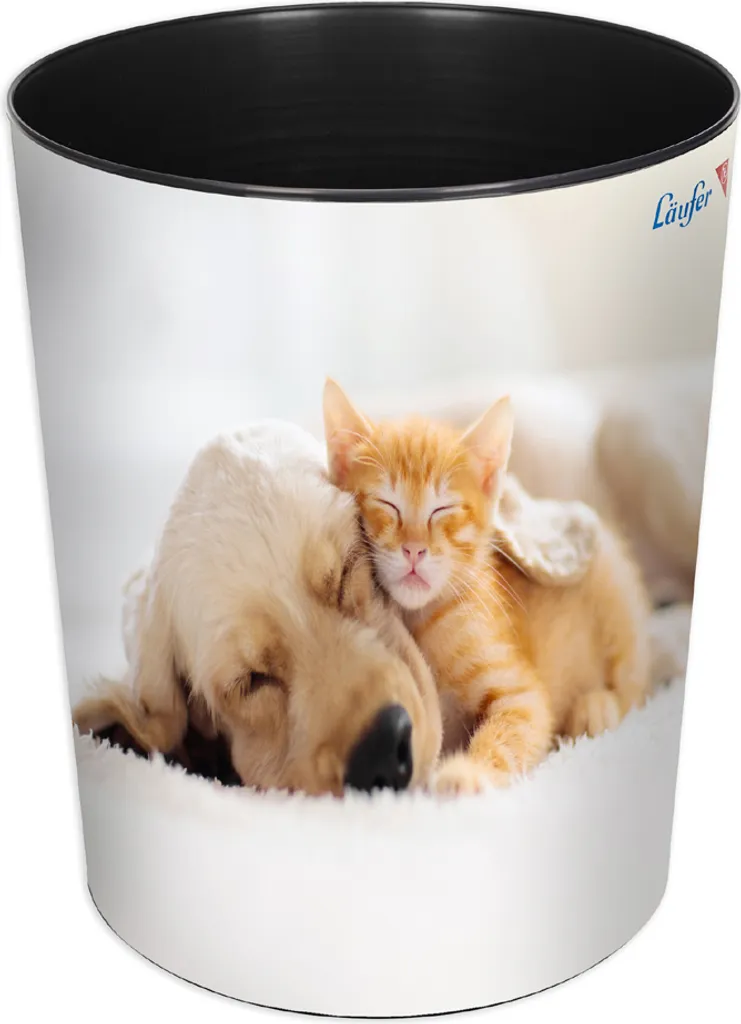 Läufer Corbeille à Papier Motif Chien et Chat - Corbeille de Bureau 13L