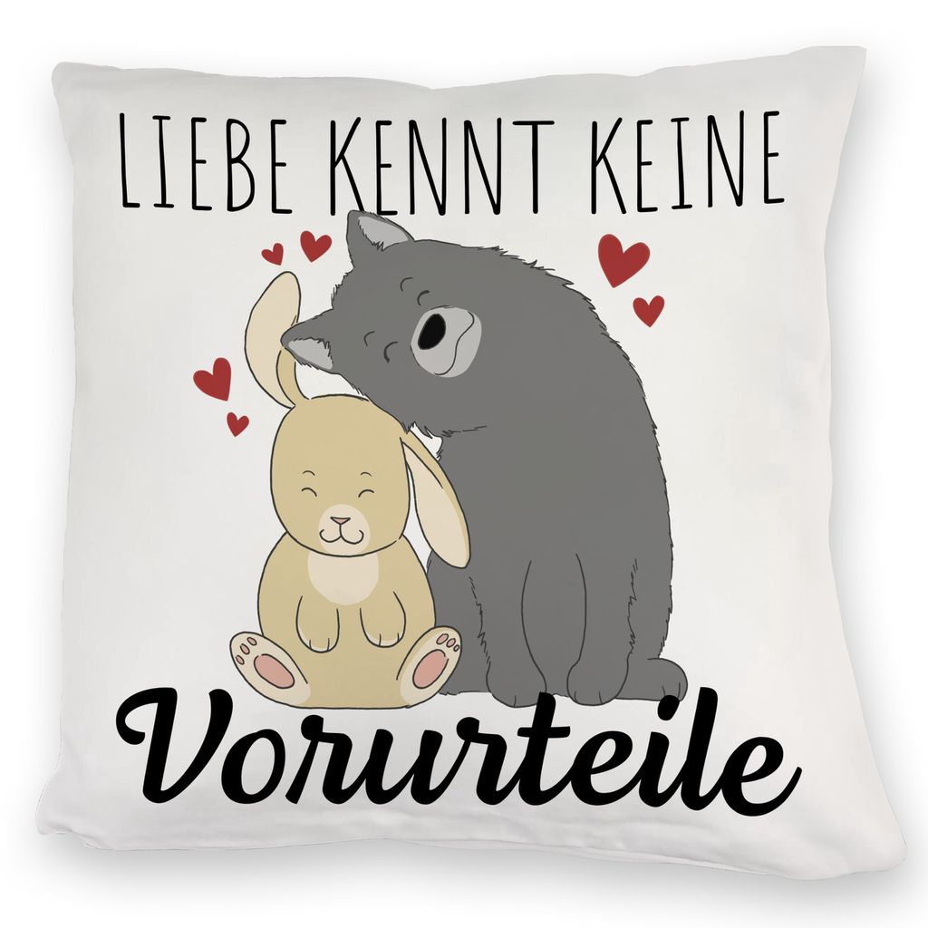 Liebe kennt keine Vorurteile Hase und Wolf Kuschelkissen