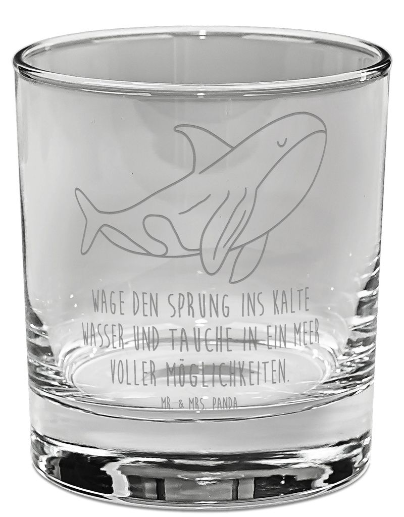 Mr. & Mrs. Panda Tumbler Orca - Transparent - Geschenk, Urlaub, gravur glas, Wal, Selbstliebe, Longdrinkglas, Orcas, Cocktailglas, Meer, für Gin, ...