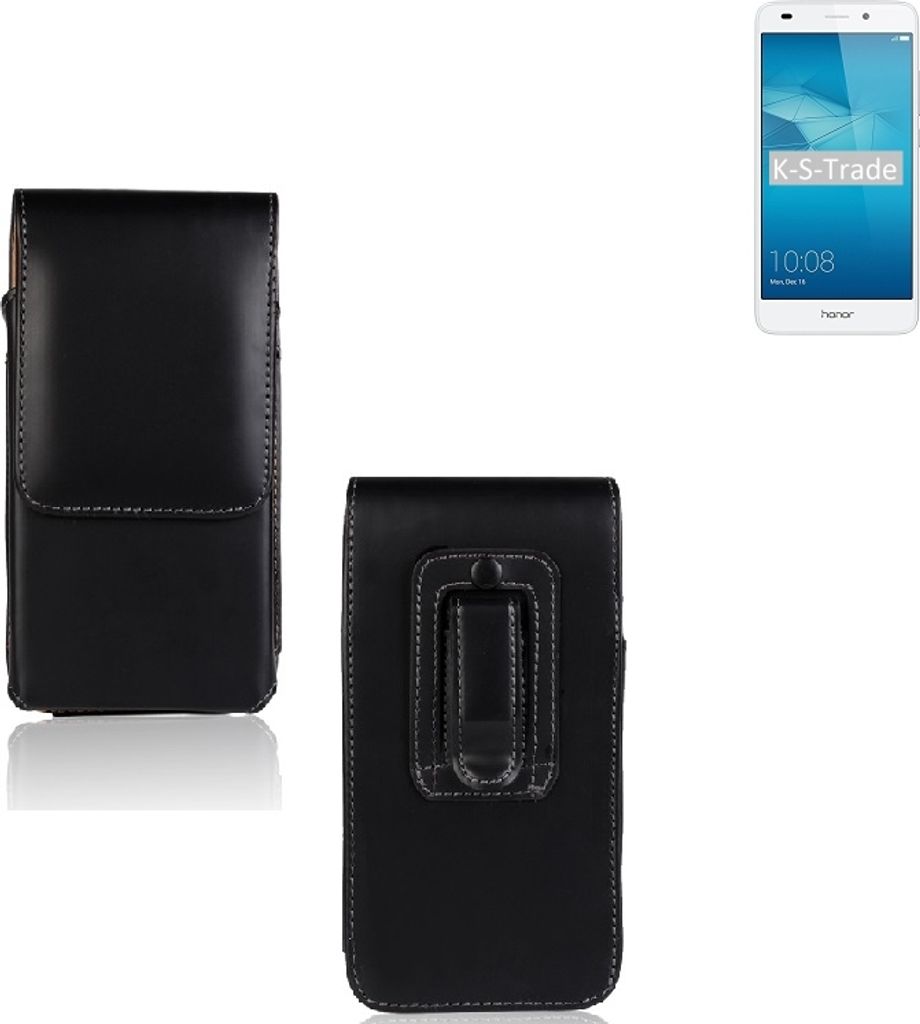 K-S-Trade Gürteltasche kompatibel mit Huawei Honor 5C Schutz-Hülle Handy-Hülle mit Magnetverschluss Holster in schwarz