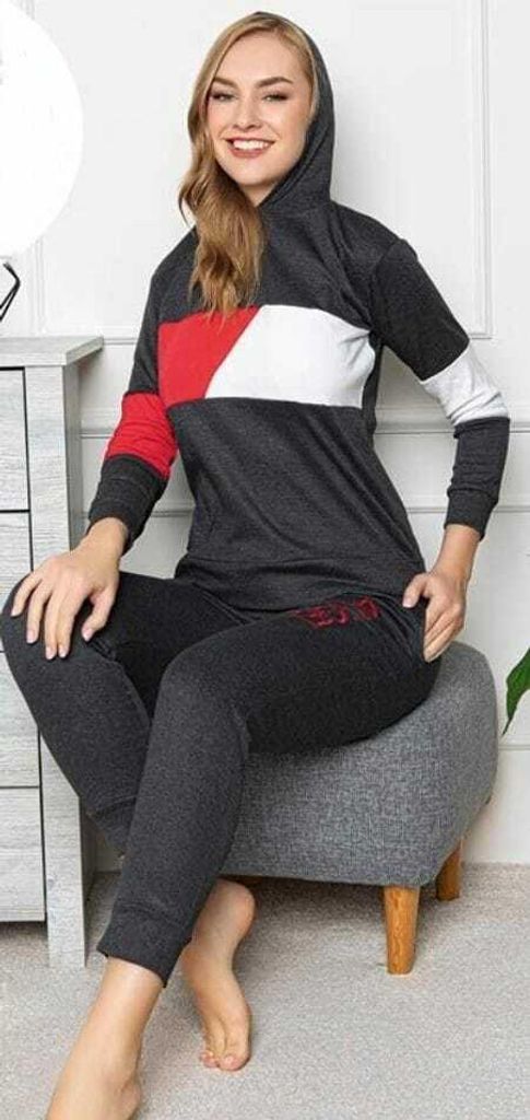 Damski szlafrok z kapturem, czarny, rozmiar XL, długi, Zdjęcie produktu 