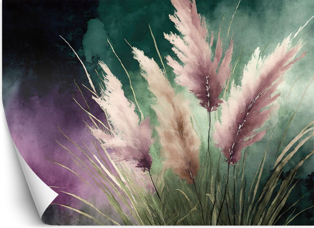 Vlies fototapete Pampasgras Botanik Abstrakt 300x210 cm Feeby Lila inkl. Kleber einfache Montage