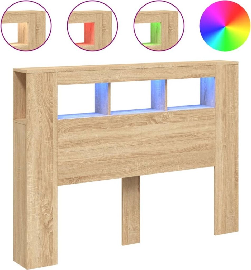 vidaXL LED-Kopfteil Sonoma Eiche 140x18,5x103,5 cm Holzwerkstoff