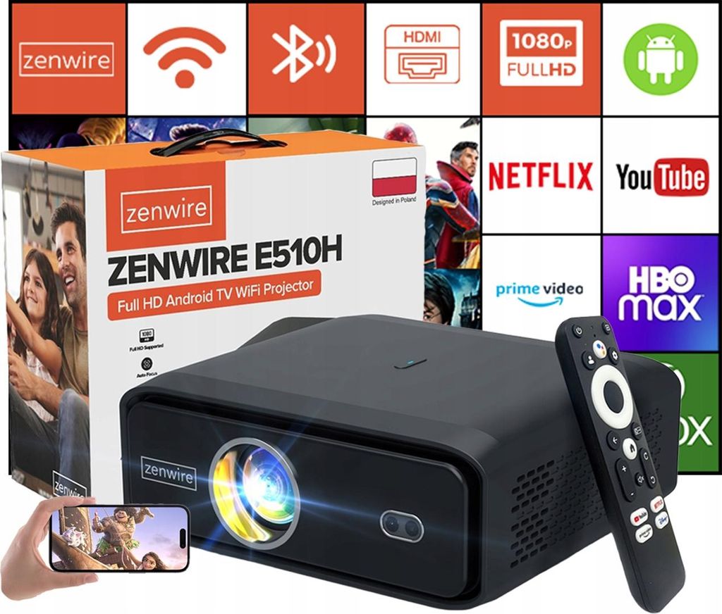 Projektor Projektor FULL HD 4K 15000lm Android Google TV WiFi Bluetooth LED