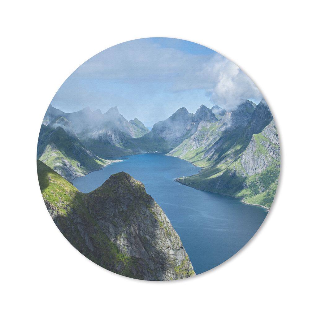 MuchoWow Mauspad Mousepad Blick über die Fjorde in Norwegen 30x30 cm - Mousepads - Maus Mat - Pad - Mausunterlage - Tischunterlage - Schreibtisc...