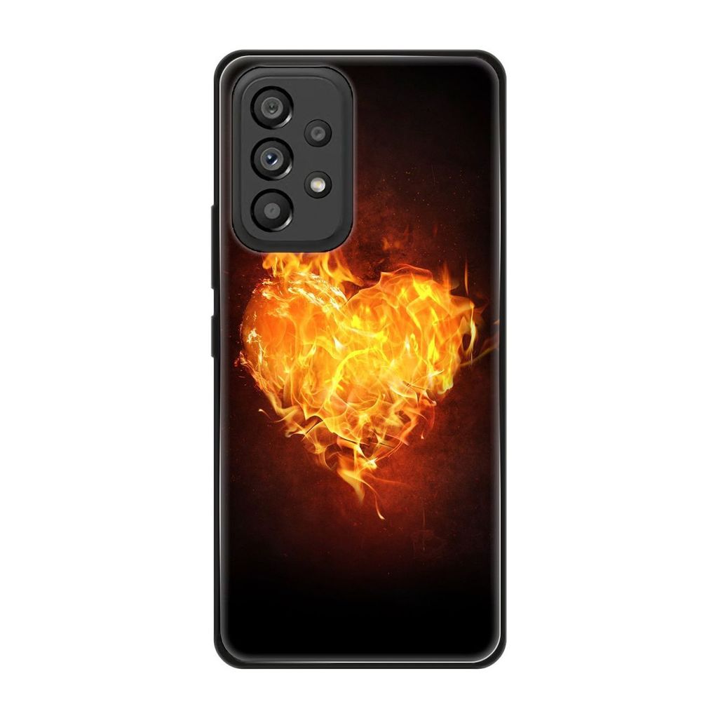 König Design Hülle kompatibel mit Samsung Galaxy A53 5G Kunststoff Soft Handyhülle - Handy Case Brennendes Herz