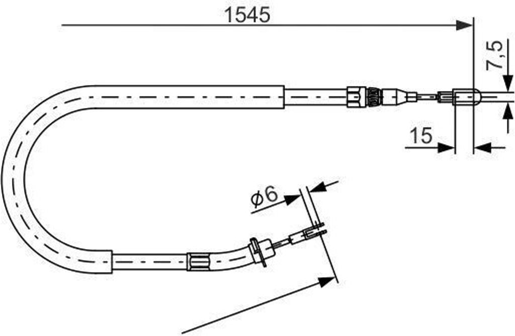 BOSCH 1 987 477 857 - OE A 901 420 28 85 Handbremsseil für Sprinter (W901, W902), Sprinter (W903), Sprinter (W904), Sprinter (W909)