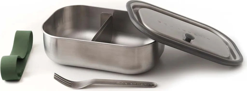 Black+Blum Porta Pranzo Acciaio Grande Oliva: Lunch Box 1L Top Design