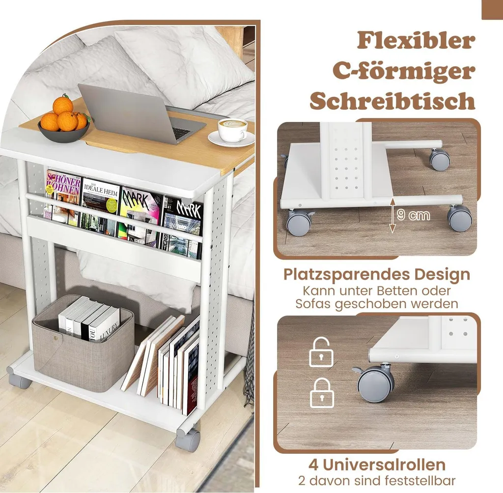 Table de Lit pour Ordinateur Portable, Support Mobile et Inclinable