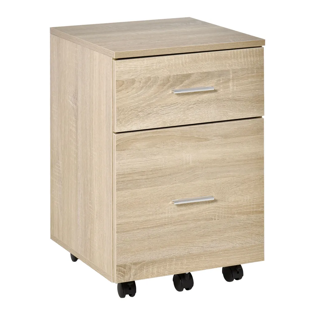 Vinsetto Caisson de Bureau Mobile à 2 Tiroirs en Bois de Chêne 58,5 cm