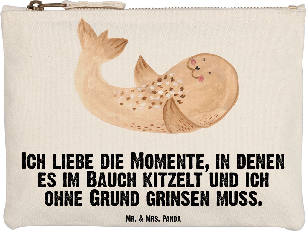 Mr. & Mrs. Panda Etui Robbe Liegen Grösse XL Große - Weiß - Geschenk, Kulturtasche, toiletry bag, Lustige Sprüche, Ostsee, Kulturbeutel, Federt...