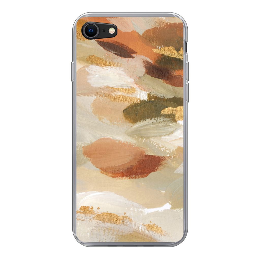 MuchoWow Handyhülle Schutzhülle Hülle für iPhone 8 Farbe - Gold - Braun Silikon Softcase Handy Hülle - Schutzhaube