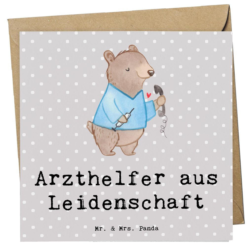 Mr. & Mrs. Panda Klappkarte Arzthelfer Leidenschaft - Grau Pastell - Geschenk, MFA, Spruch, doppelkarte, Ausbildung, Krankgeschrieben, Lustig, Kran...