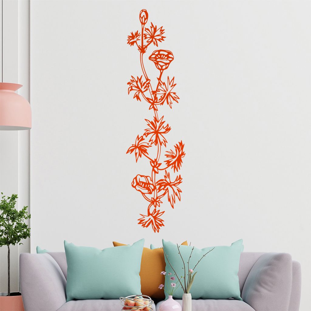 Blumen - Ranken Wandtattoo in 6 Größen - Wandaufkleber Wall Sticker - Dekoration, Küche, Wohnzimmer, Schlafzimmer, Badezimmer